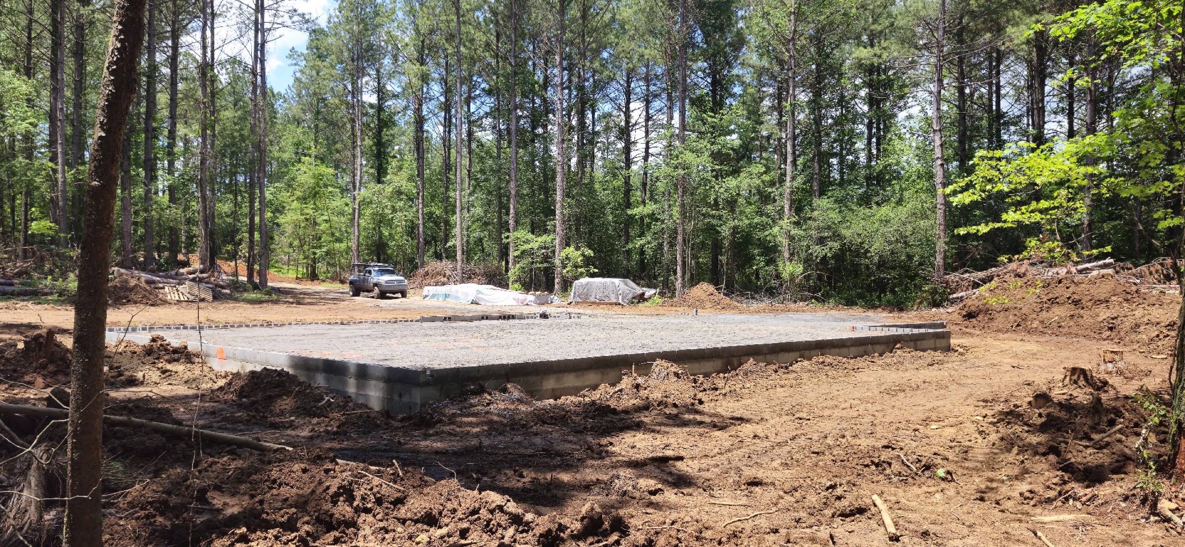 Site prep and gravel base laid ready for a concrete pour in East Tennessee