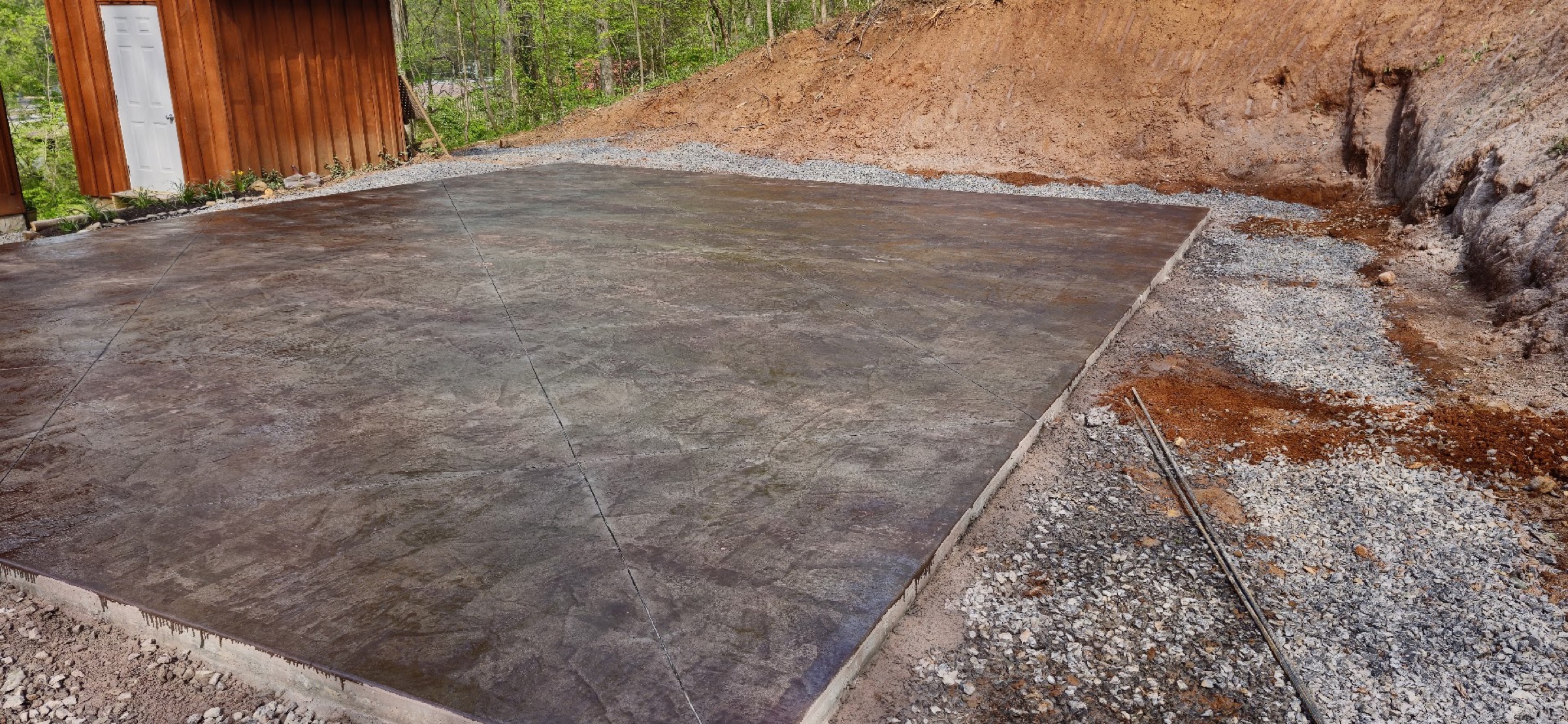 A freshly finished decorative concrete surface poured by T. Archer Concrete