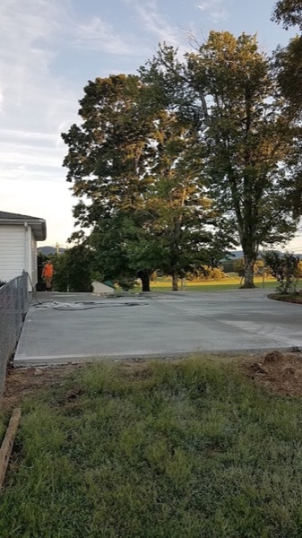 A finished concrete slab at a Friendsville property