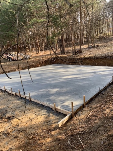 A large concrete slab poured and finished flat